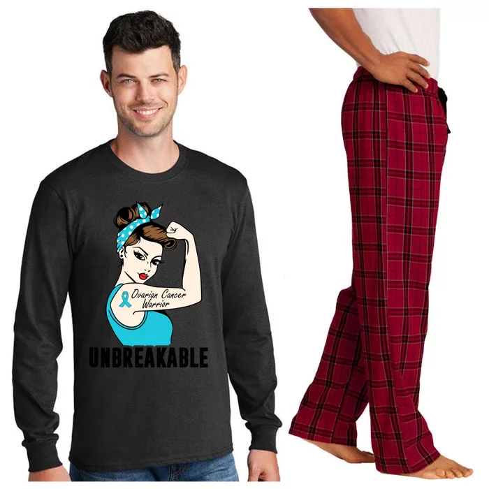 Ovarian Cancer Warrior Unbreakable Tee Perfect Strong Meaningful Gift Long Sleeve Pajama Set