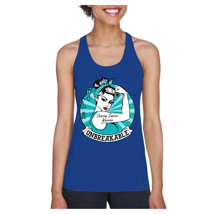 Ovarian Cancer Warrior Unbreakable Ovarian Cancer Awareness Gift Women's Racerback Tank