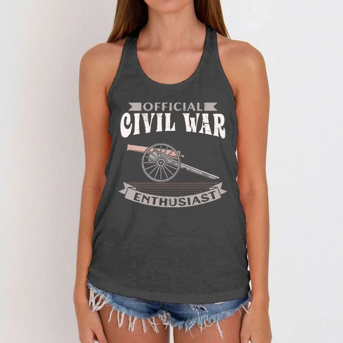 Official Civil War Enthusiast American Lover US Reenactor Women's Knotted Racerback Tank