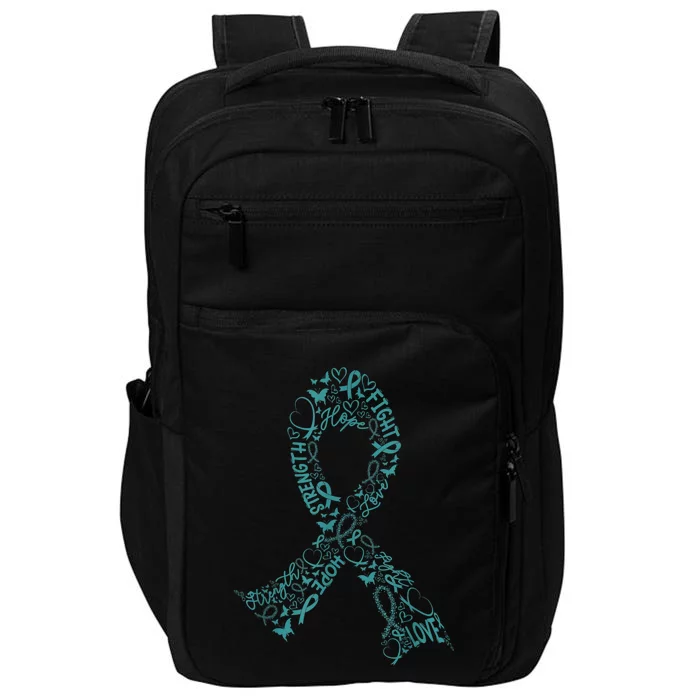 Ovarian Cancer Warrior Teal Ribbon Awareness Gift Impact Tech Backpack