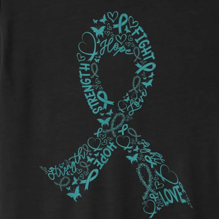 Ovarian Cancer Warrior Teal Ribbon Awareness Gift ChromaSoft Performance T-Shirt