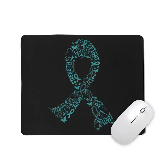 Ovarian Cancer Warrior Teal Ribbon Awareness Gift Mousepad