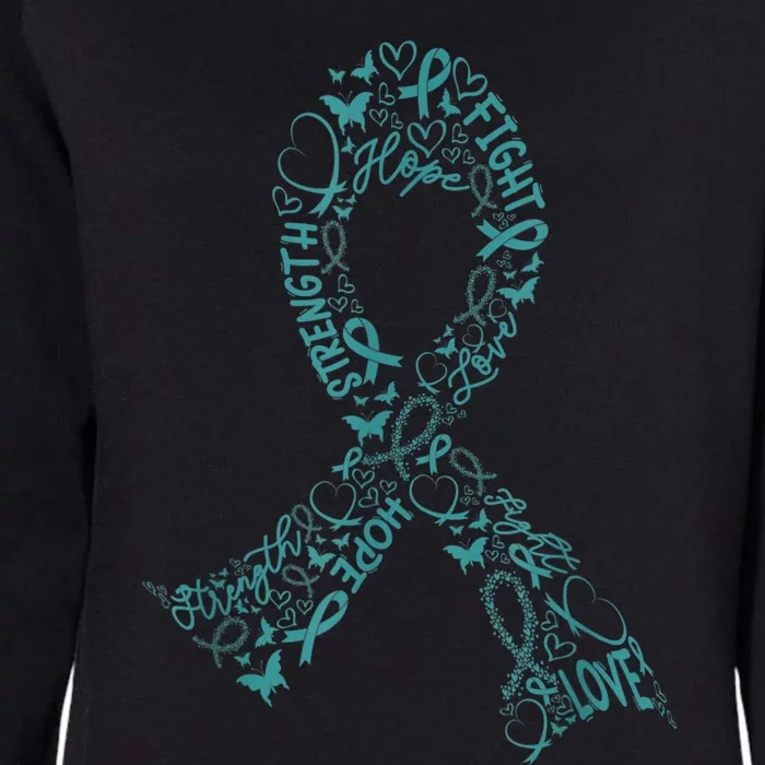 Ovarian Cancer Warrior Teal Ribbon Awareness Gift Womens California Wash Sweatshirt