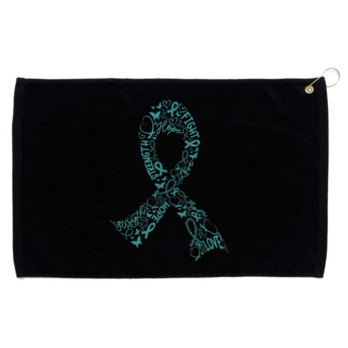 Ovarian Cancer Warrior Teal Ribbon Awareness Gift Grommeted Golf Towel