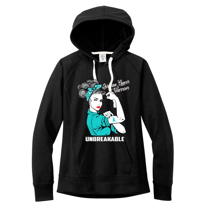 Ovarian Cancer Warrior Unbreakable Great Gift Women's Fleece Hoodie