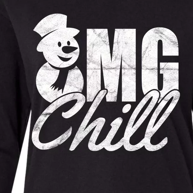 OMG Chill Winter Snowman Womens Cotton Relaxed Long Sleeve T-Shirt