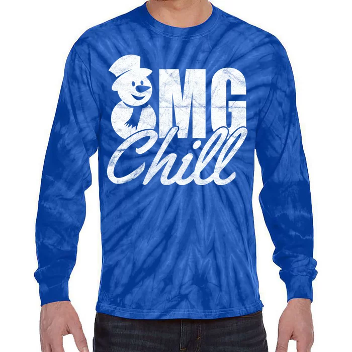 OMG Chill Winter Snowman Tie-Dye Long Sleeve Shirt