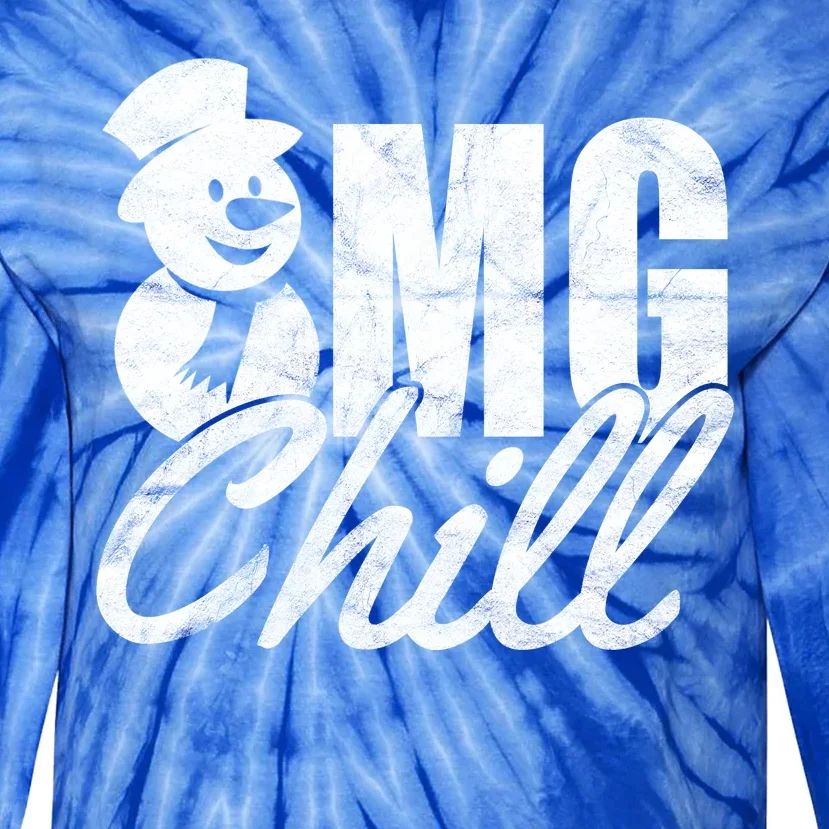 OMG Chill Winter Snowman Tie-Dye Long Sleeve Shirt