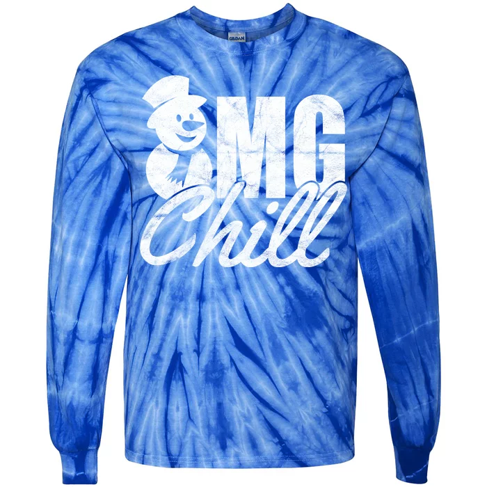 OMG Chill Winter Snowman Tie-Dye Long Sleeve Shirt