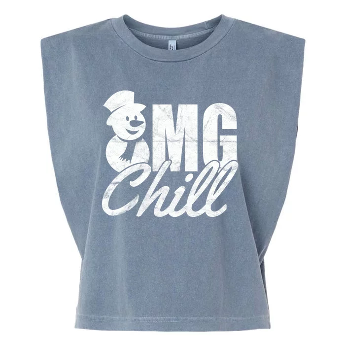 OMG Chill Winter Snowman Garment-Dyed Women's Muscle Tee