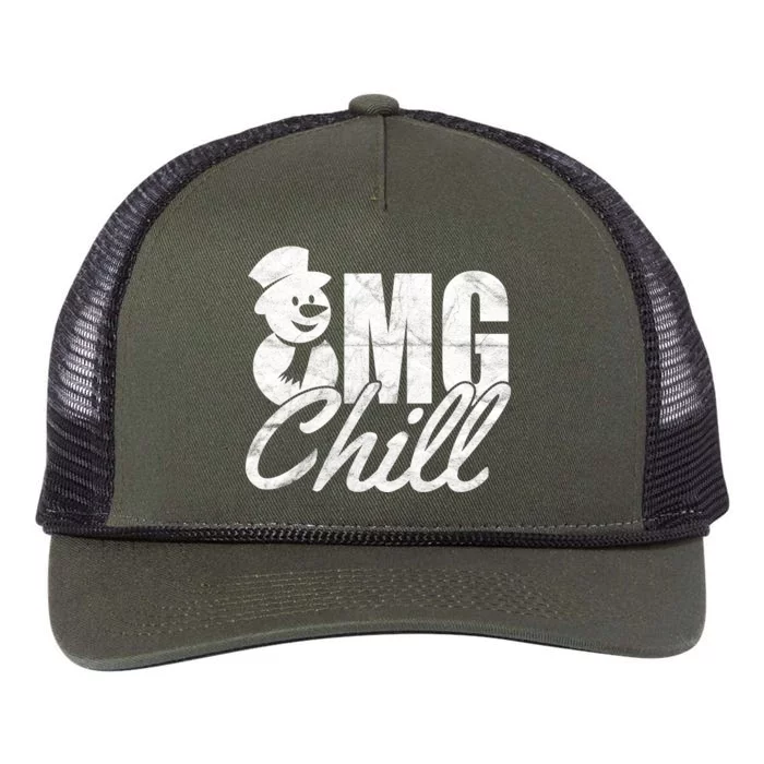 OMG Chill Winter Snowman Retro Rope Trucker Hat Cap