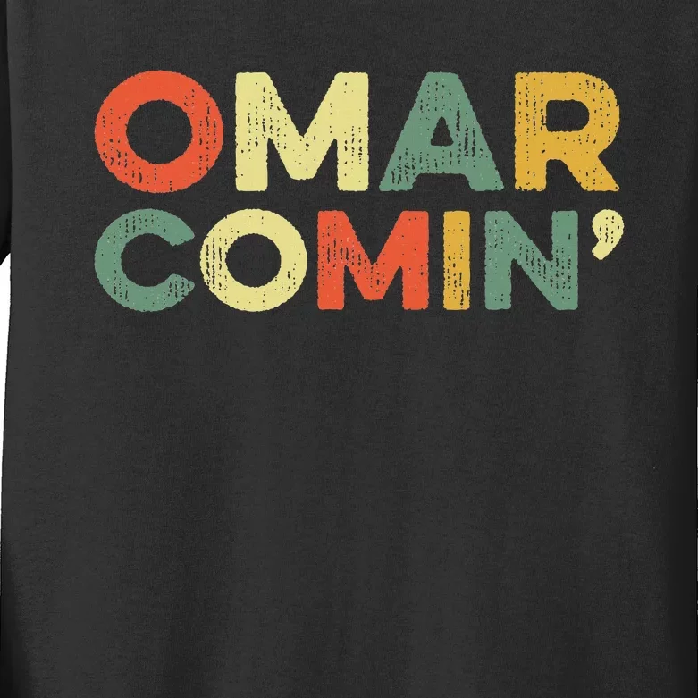 Omar Comin Wire Funny Meme Trending Popular Culture Slang Kids Long Sleeve Shirt