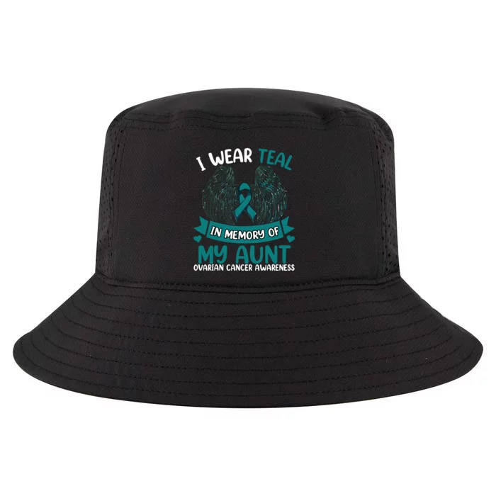 Ovarian Cancer Wings I Wear Teal In Memory Of My Aunt Cool Comfort Performance Bucket Hat