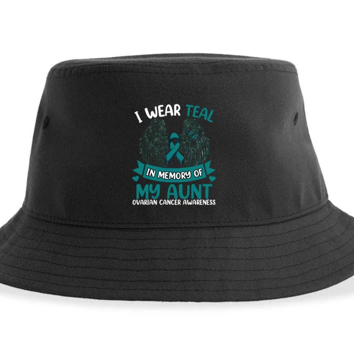 Ovarian Cancer Wings I Wear Teal In Memory Of My Aunt Sustainable Bucket Hat