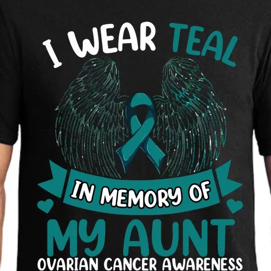 Ovarian Cancer Wings I Wear Teal In Memory Of My Aunt Pajama Set