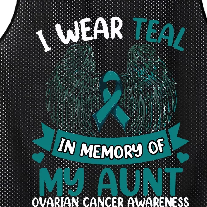 Ovarian Cancer Wings I Wear Teal In Memory Of My Aunt Mesh Reversible Basketball Jersey Tank