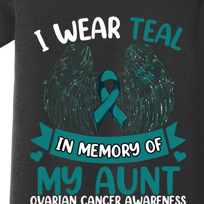 Ovarian Cancer Wings I Wear Teal In Memory Of My Aunt Baby Bodysuit