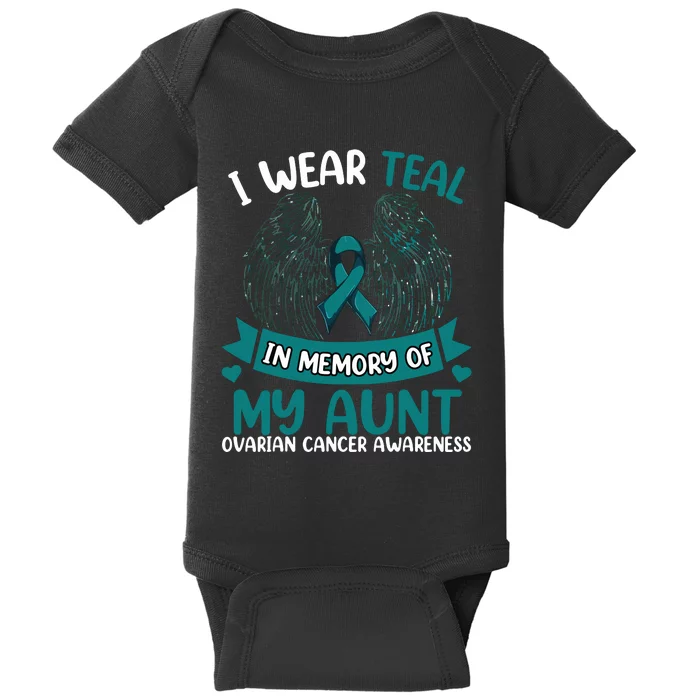 Ovarian Cancer Wings I Wear Teal In Memory Of My Aunt Baby Bodysuit