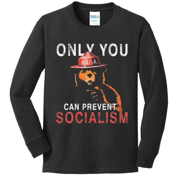 Only Can You Prevent Maga Socialism Funny Gift Kids Long Sleeve Shirt