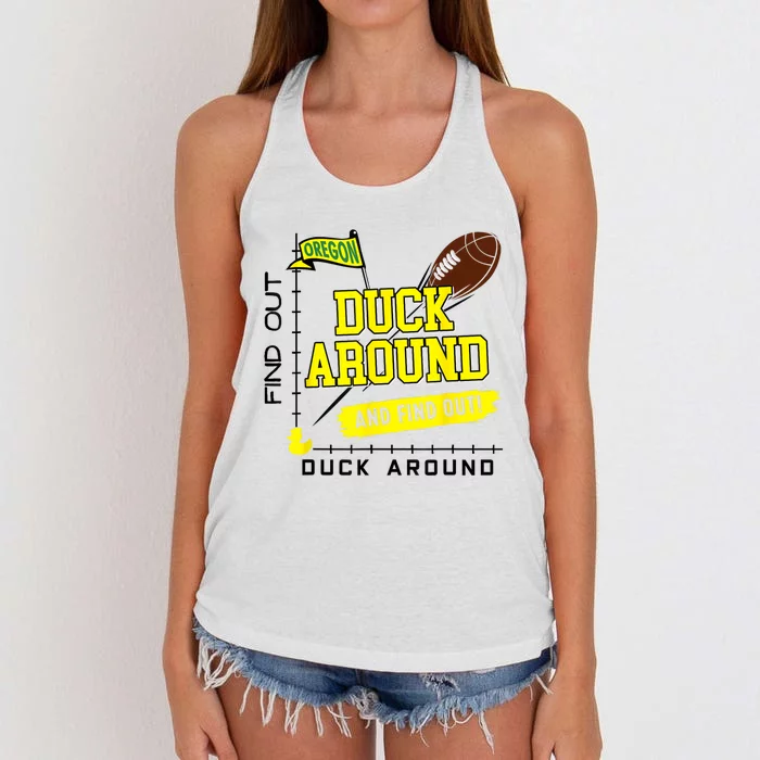 Oregon Duck Around And Find Out Women's Knotted Racerback Tank