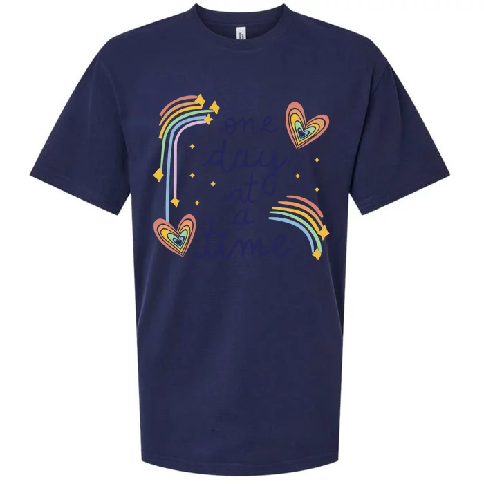 One Day At A Time Rainbow Sueded Cloud Jersey T-Shirt