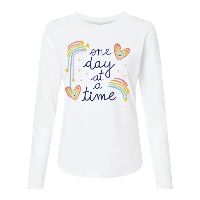 One Day At A Time Rainbow Womens Cotton Relaxed Long Sleeve T-Shirt