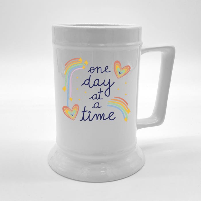 One Day At A Time Rainbow Front & Back Beer Stein