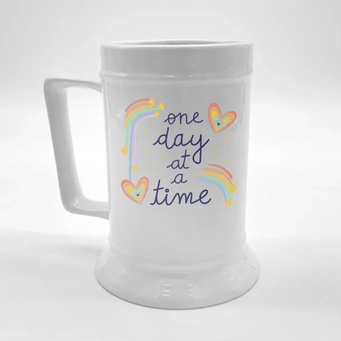 One Day At A Time Rainbow Front & Back Beer Stein