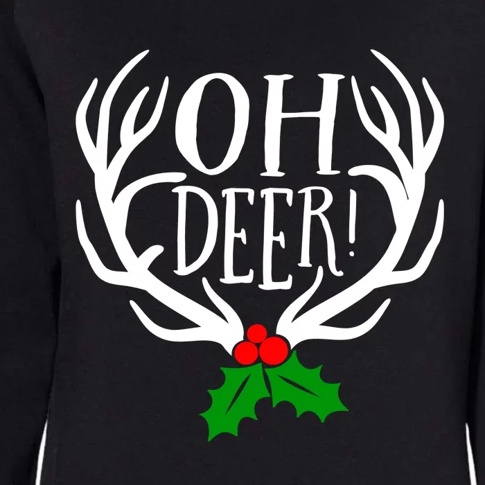 Oh Deer Antlers And Mistletoe Christmas Holiday Gift Womens California Wash Sweatshirt