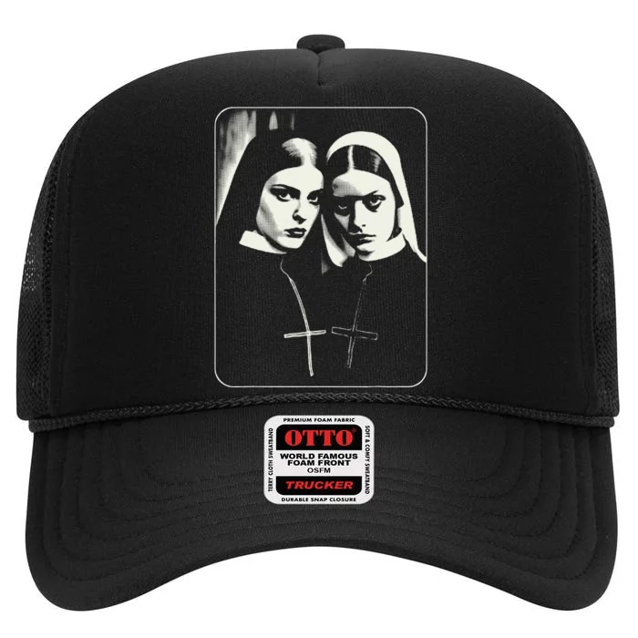 Occult Dark Art Unholy Nun Gothic High Crown Mesh Trucker Hat