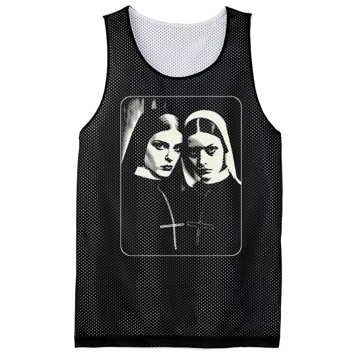 Occult Dark Art Unholy Nun Gothic Mesh Reversible Basketball Jersey Tank