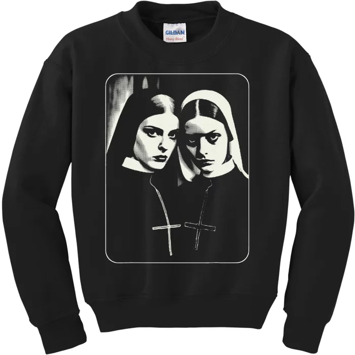 Occult Dark Art Unholy Nun Gothic Kids Sweatshirt