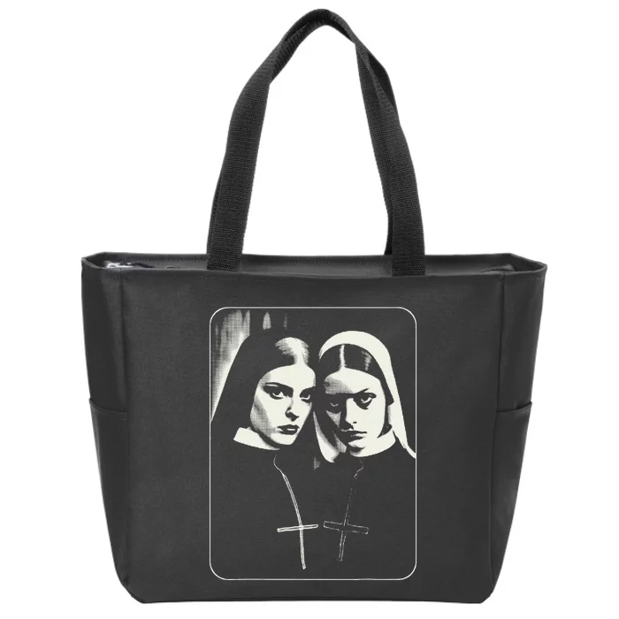 Occult Dark Art Unholy Nun Gothic Zip Tote Bag