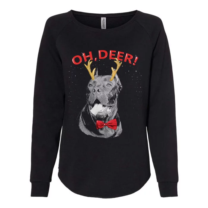 Oh Deer Cane Corso Xmas Red Bowtie Gift Womens California Wash Sweatshirt