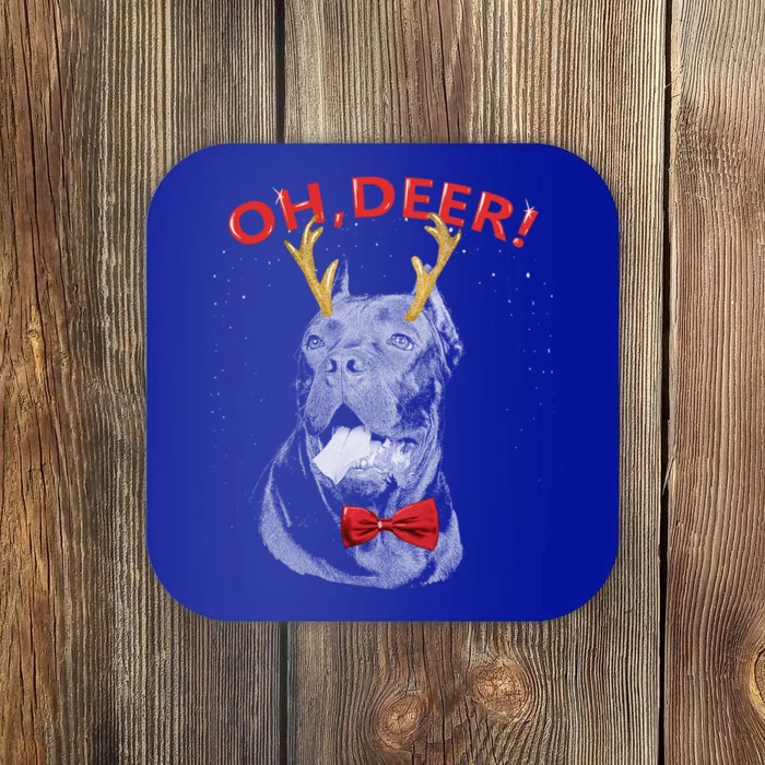 Oh Deer Cane Corso Xmas Red Bowtie Gift Coaster