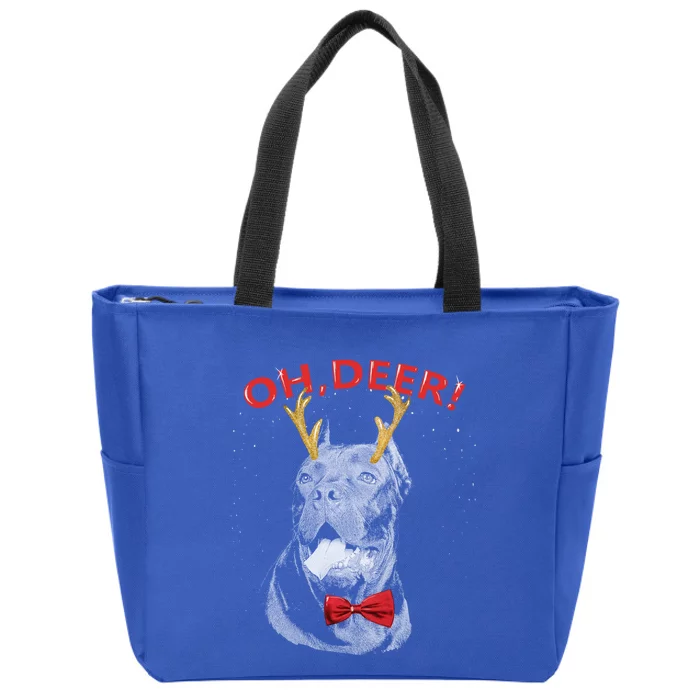 Oh Deer Cane Corso Xmas Red Bowtie Gift Zip Tote Bag