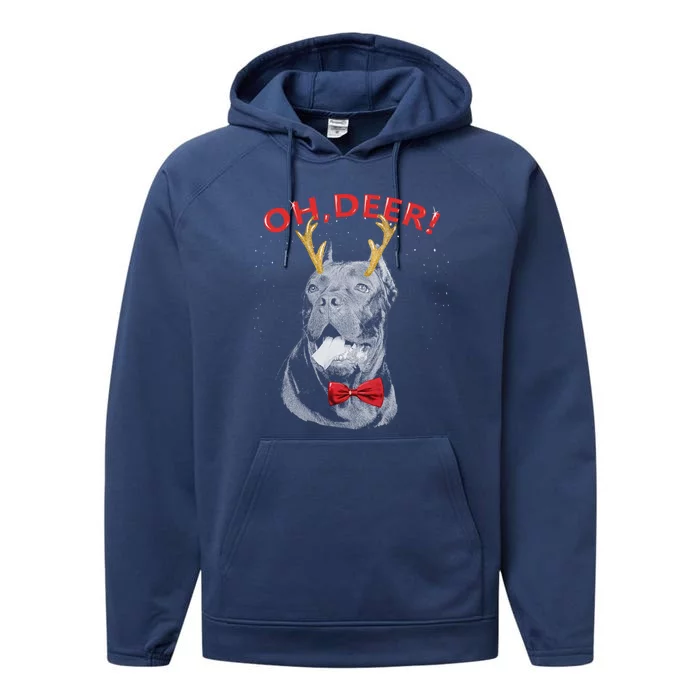 Oh Deer Cane Corso Xmas Red Bowtie Gift Performance Fleece Hoodie