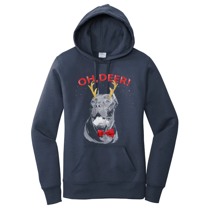 Oh Deer Cane Corso Xmas Red Bowtie Gift Women's Pullover Hoodie