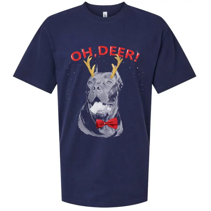 Oh Deer Cane Corso Xmas Red Bowtie Gift Sueded Cloud Jersey T-Shirt