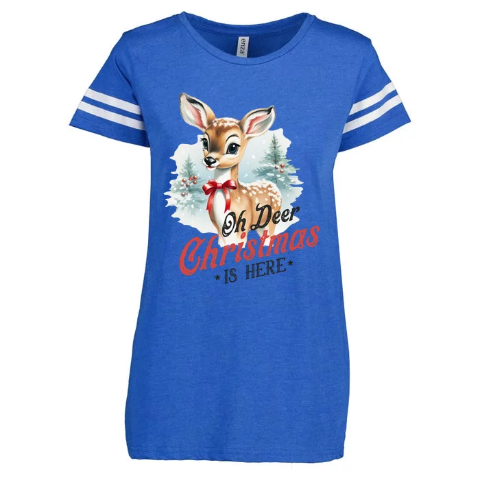 Oh Deer Christmas Is Here Enza Ladies Jersey Football T-Shirt