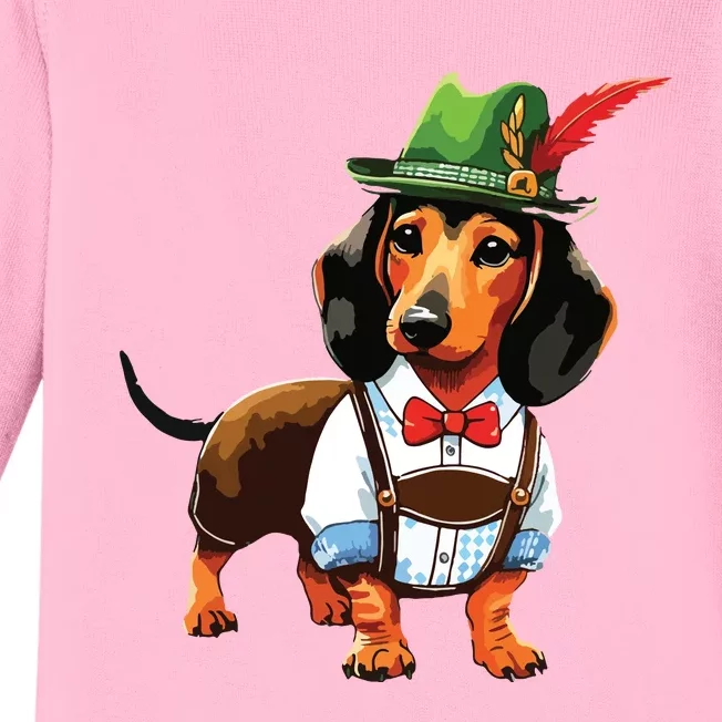 Oktoberfest Dachshund Cute Sausage Dog German Baby Long Sleeve Bodysuit