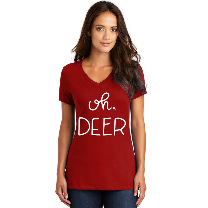 Oh Deer Christmas Cute Christmas Women's V-Neck T-Shirt