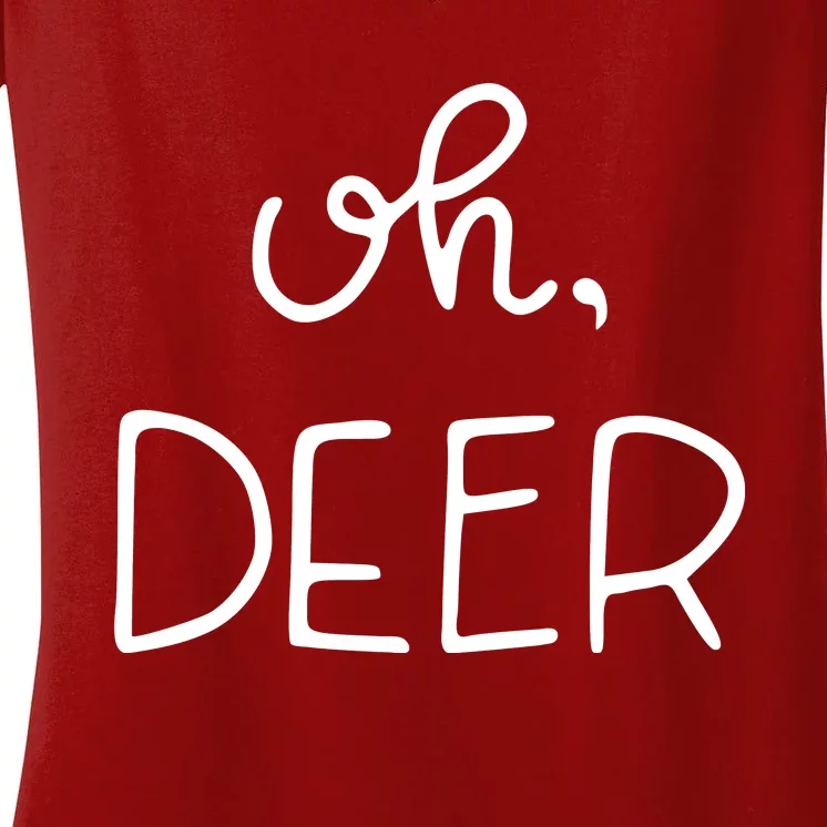 Oh Deer Christmas Cute Christmas Women's V-Neck T-Shirt