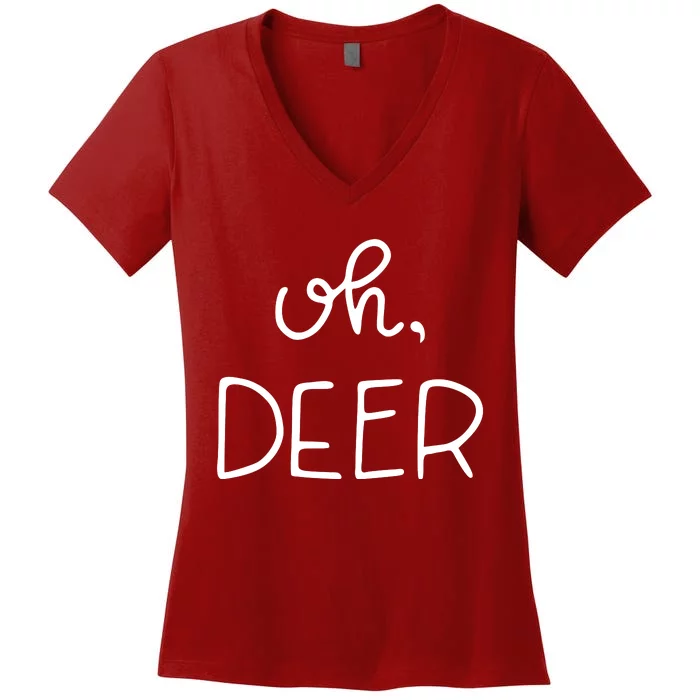 Oh Deer Christmas Cute Christmas Women's V-Neck T-Shirt