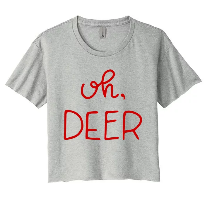 Oh Deer Christmas Cute Christmas Women's Crop Top Tee