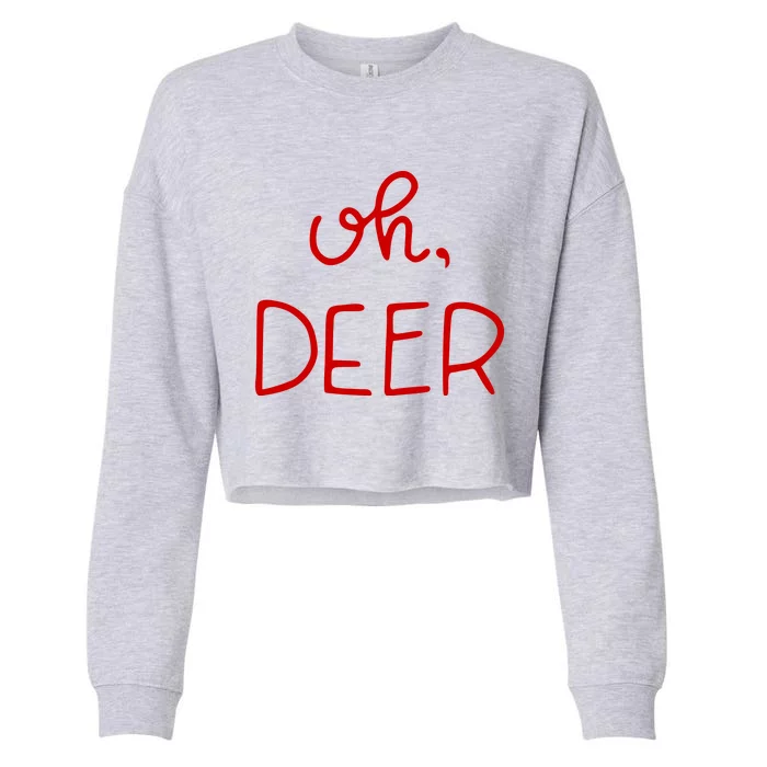 Oh Deer Christmas Cute Christmas Cropped Pullover Crew