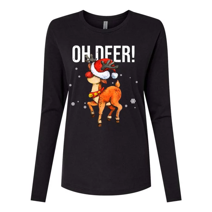 Oh Deer Christmas Holiday Vintage Gift Womens Cotton Relaxed Long Sleeve T-Shirt