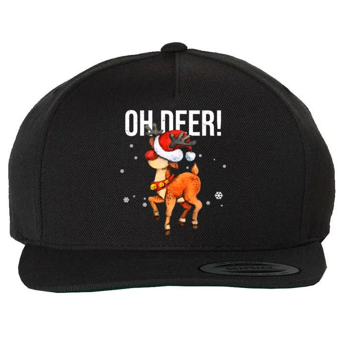 Oh Deer Christmas Holiday Vintage Gift Wool Snapback Cap