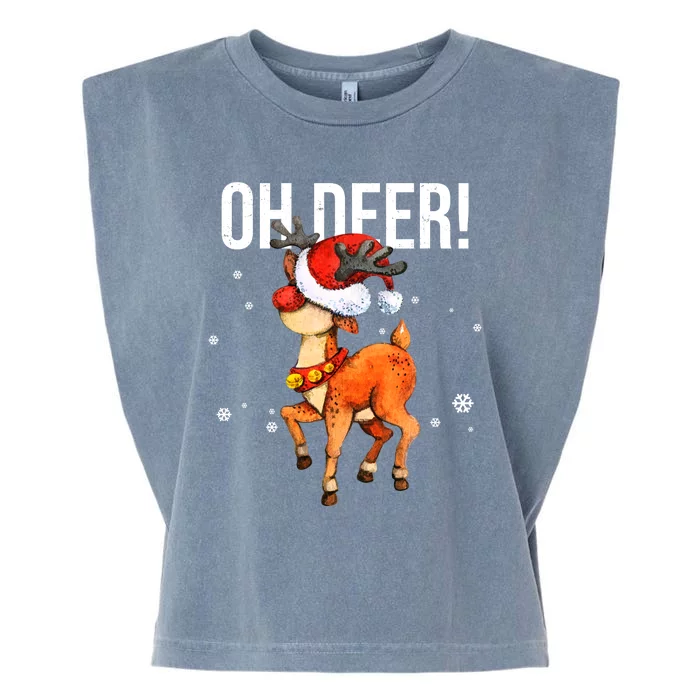 Oh Deer Christmas Holiday Vintage Gift Garment-Dyed Women's Muscle Tee