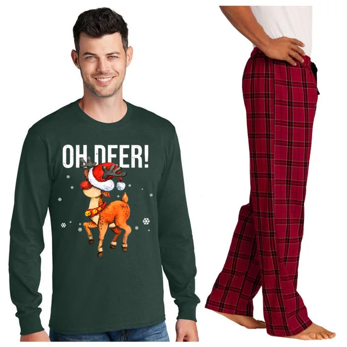 Oh Deer Christmas Holiday Vintage Gift Long Sleeve Pajama Set